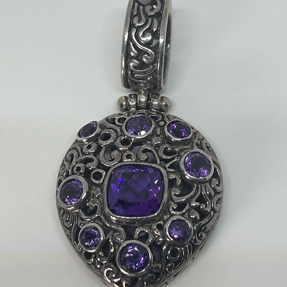 Amethyst Sterling Silver Pendant Multi Stone 925 Purple